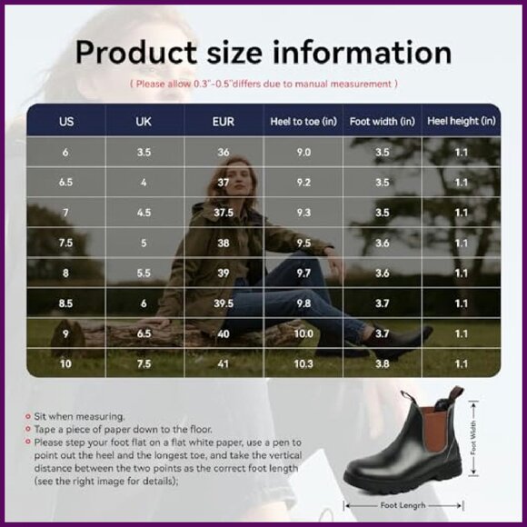 Leather Chelsea Hiking Boots Women's Waterproof Slip-On Ankle Boots - Picture 7 of 8